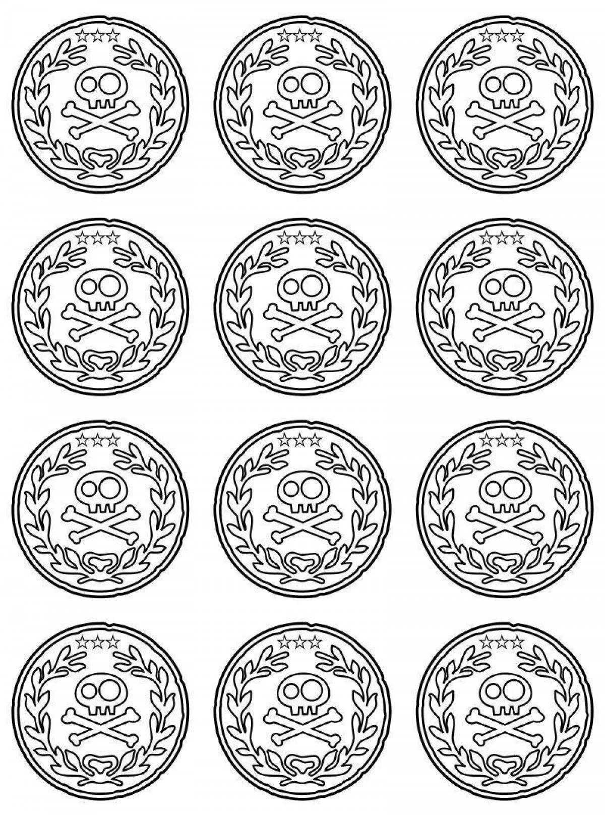 Glitter coins coloring book for kids