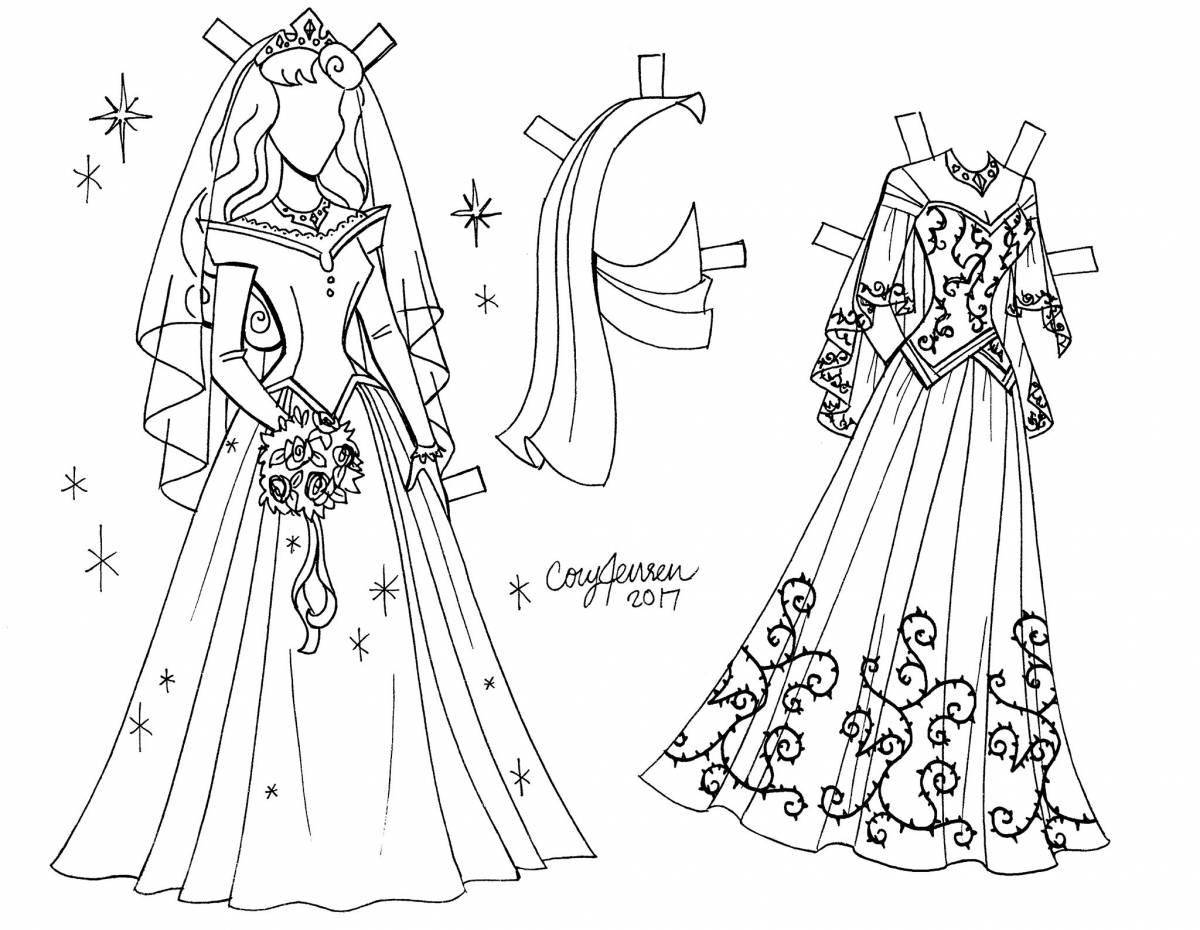 Amazing princess paper doll coloring pages