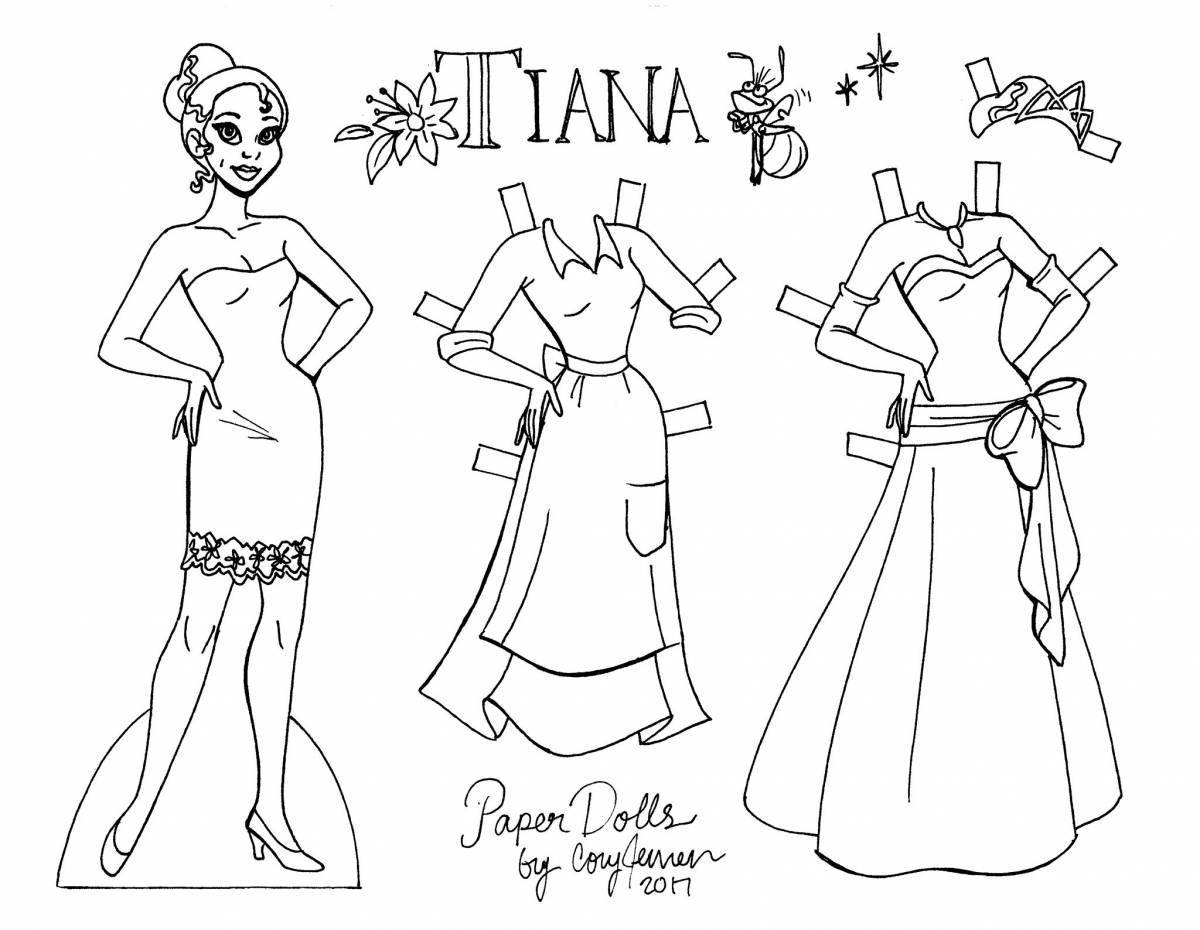 Radiant coloring page princess paper dolls