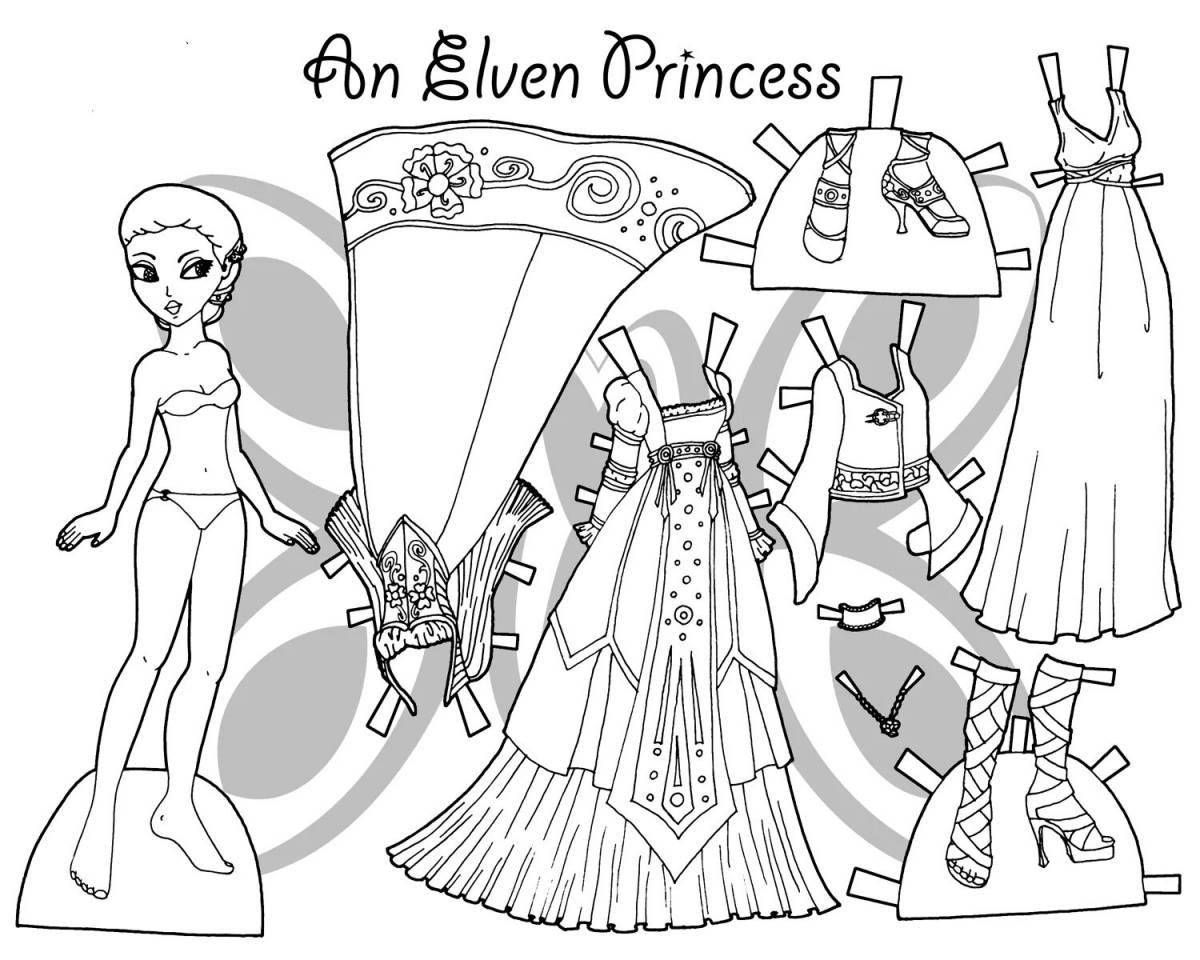 Радостная раскраска бумажные куклы принцессы