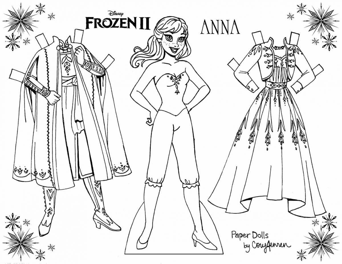 Princess whimsical paper doll coloring pages