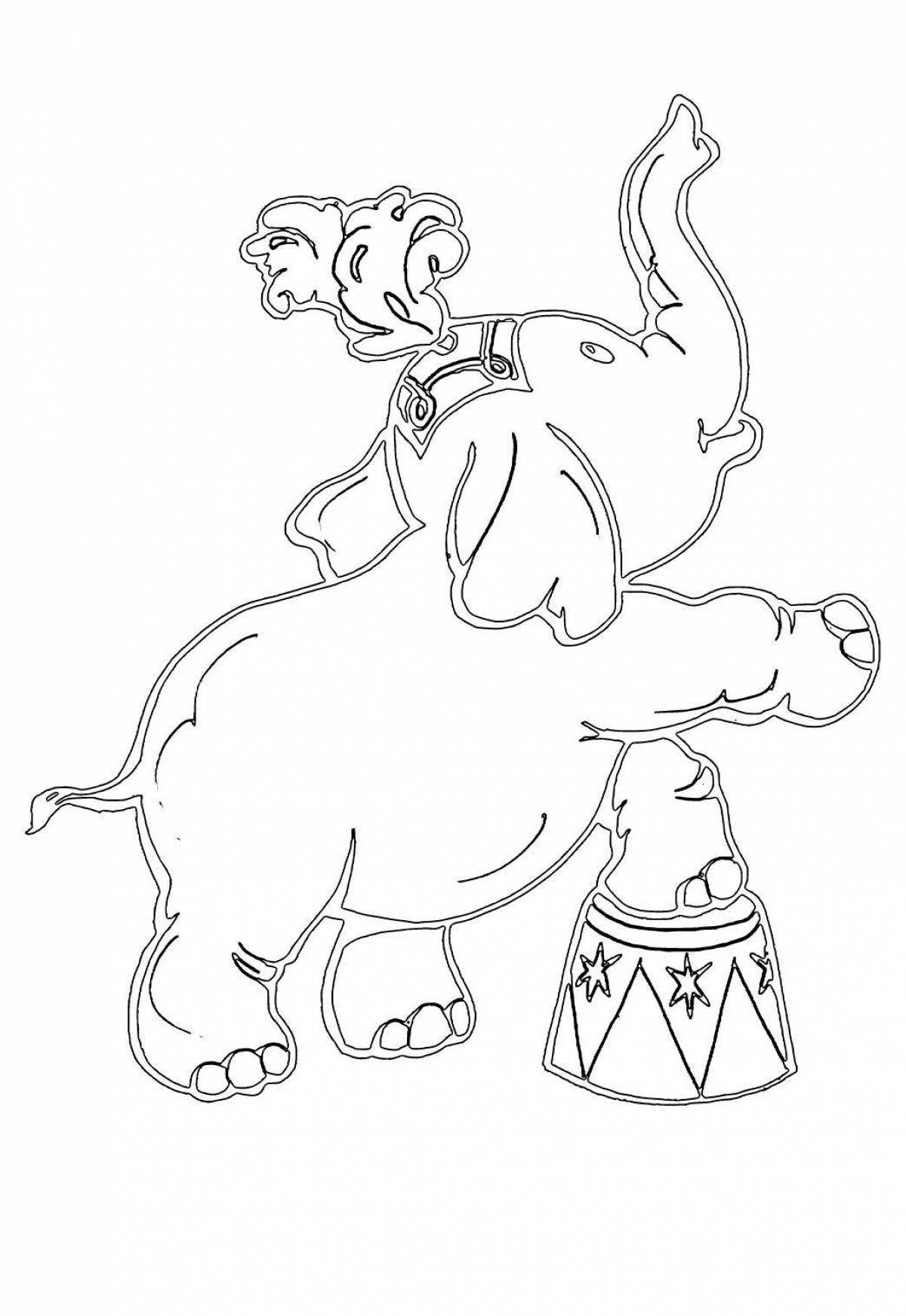 Coloring page joyful circus elephant