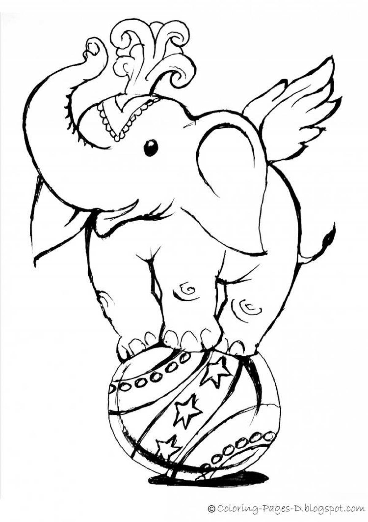 Coloring book playful circus elephant