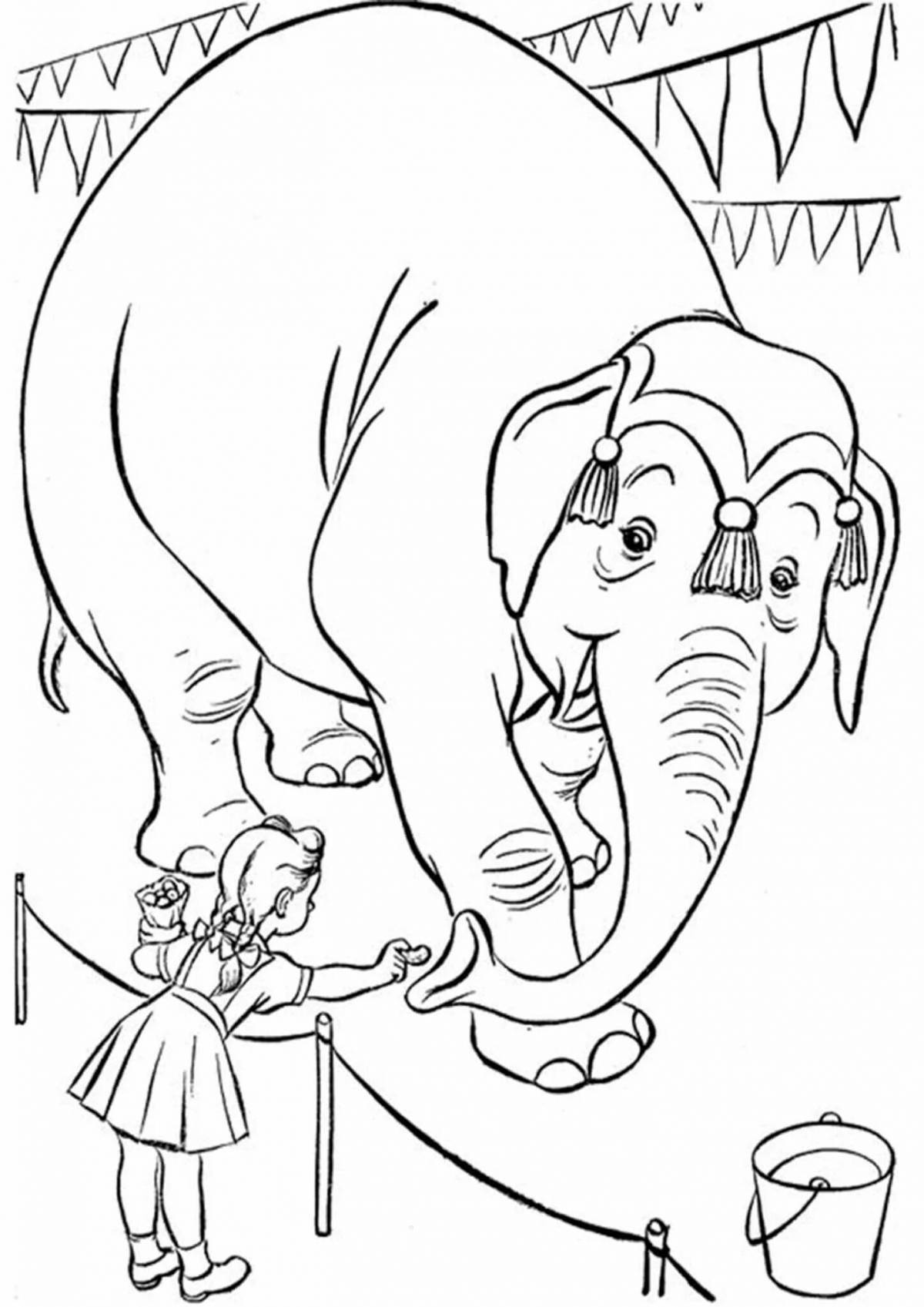 Раскраска великолепный цирковой слон