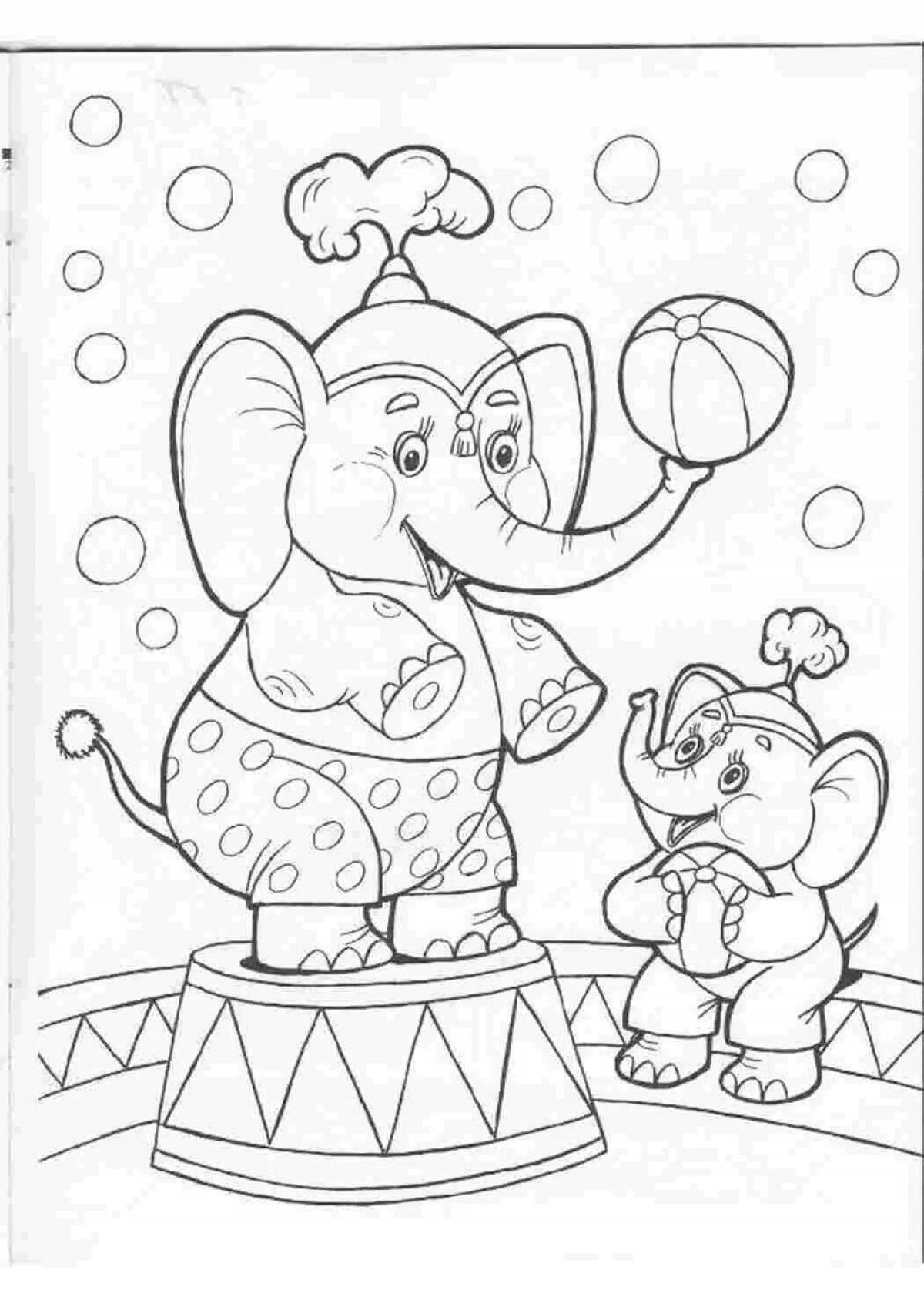Rampant circus elephant coloring page