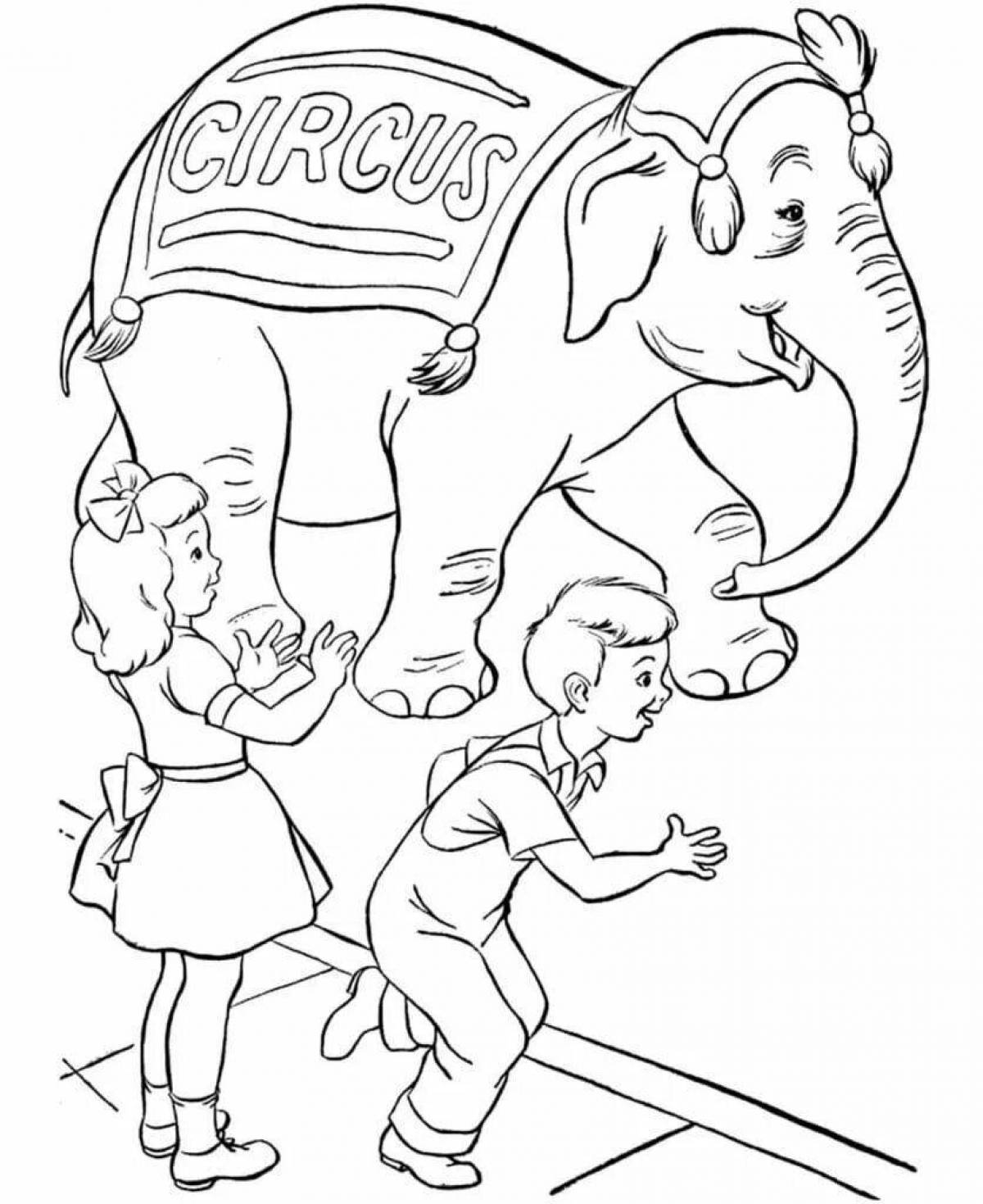 Раскраска большой цирковой слон