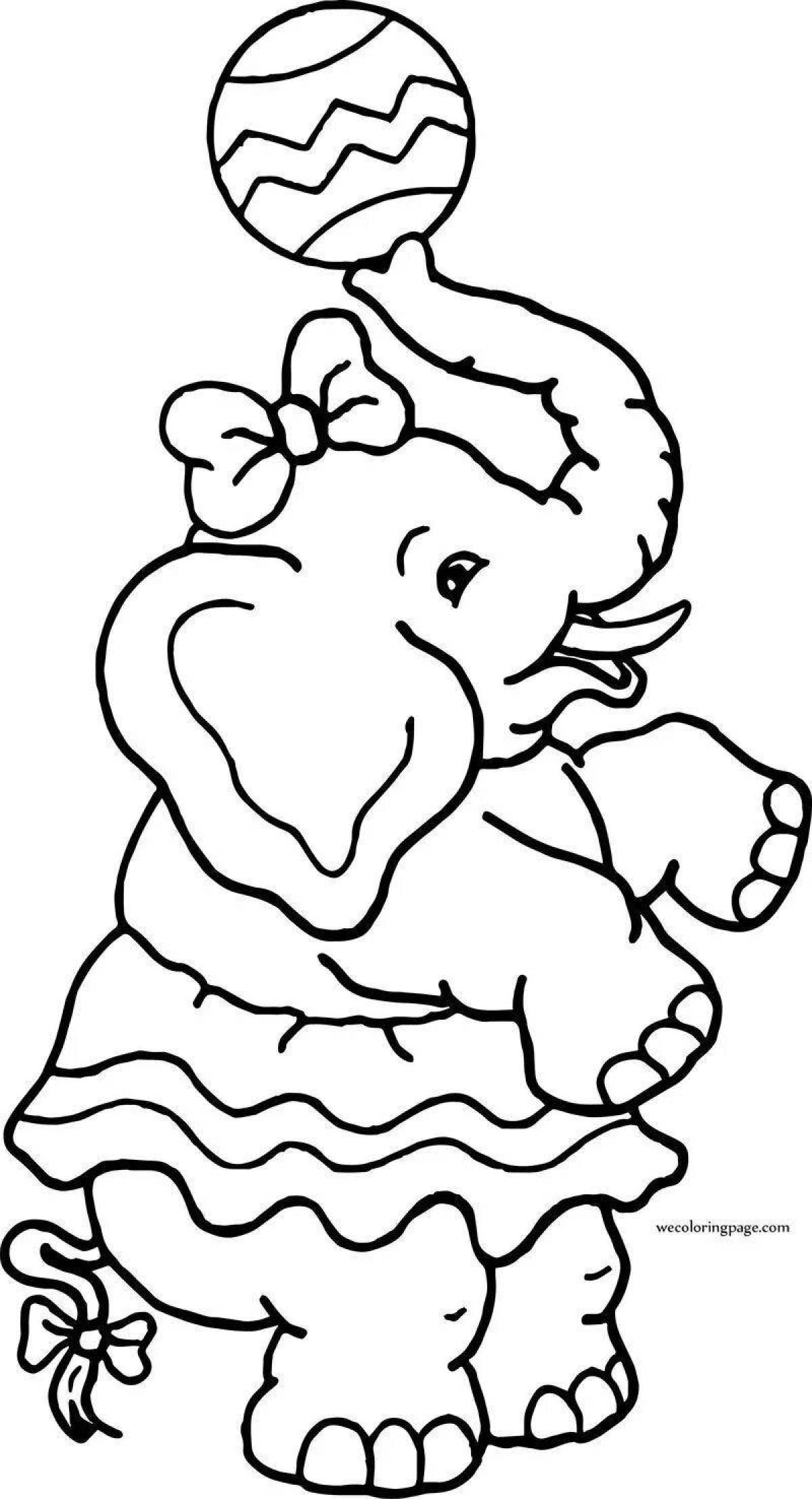 Впечатляющая страница раскраски циркового слона