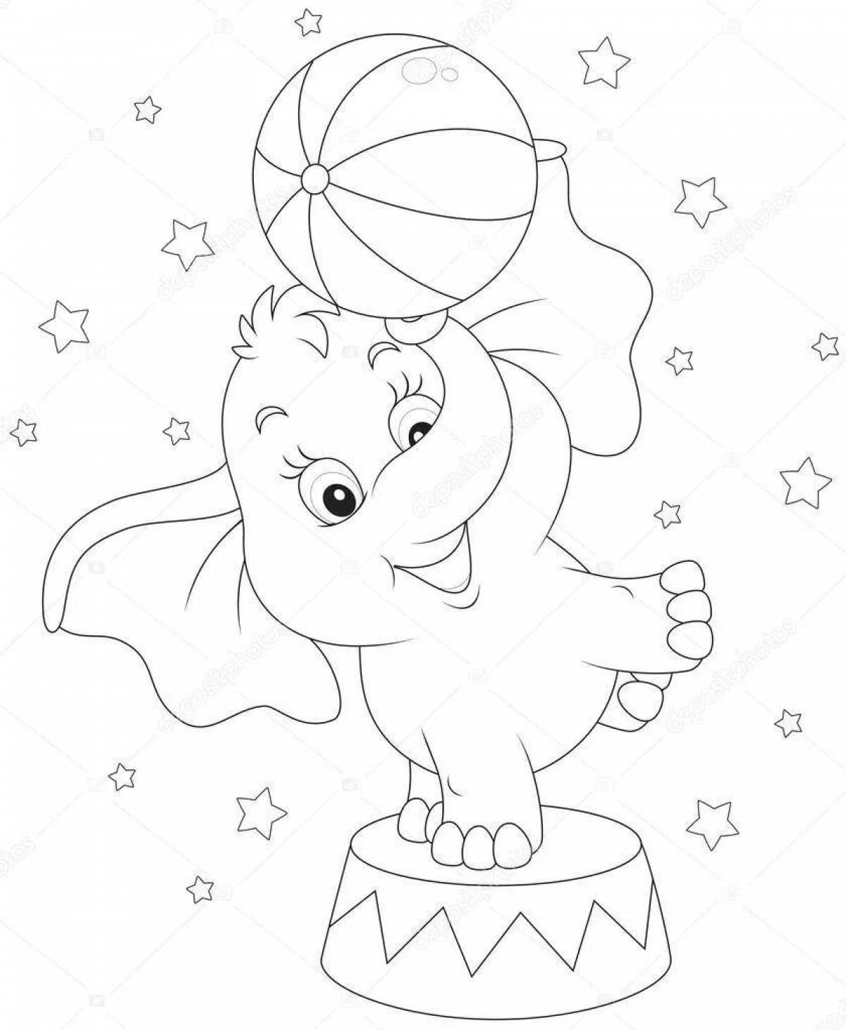 Coloring book outstanding circus elephant