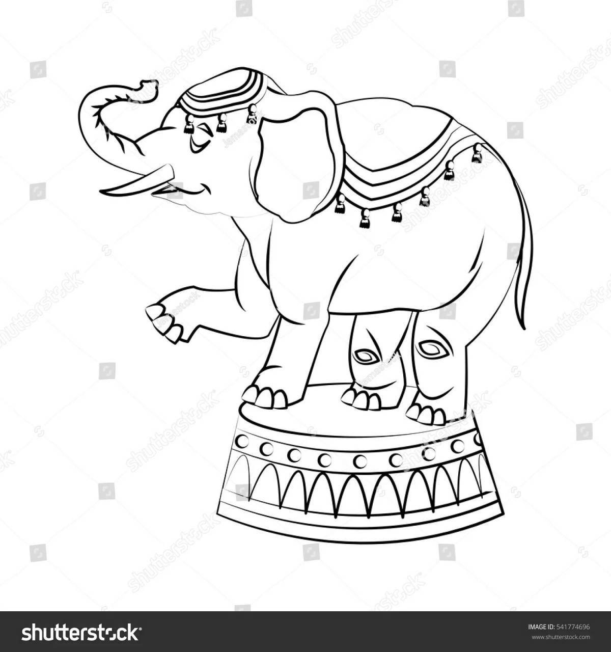 Раскраска эффектный цирковой слон