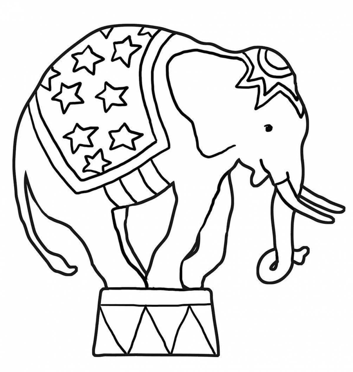 Coloring page of a spectacular circus elephant