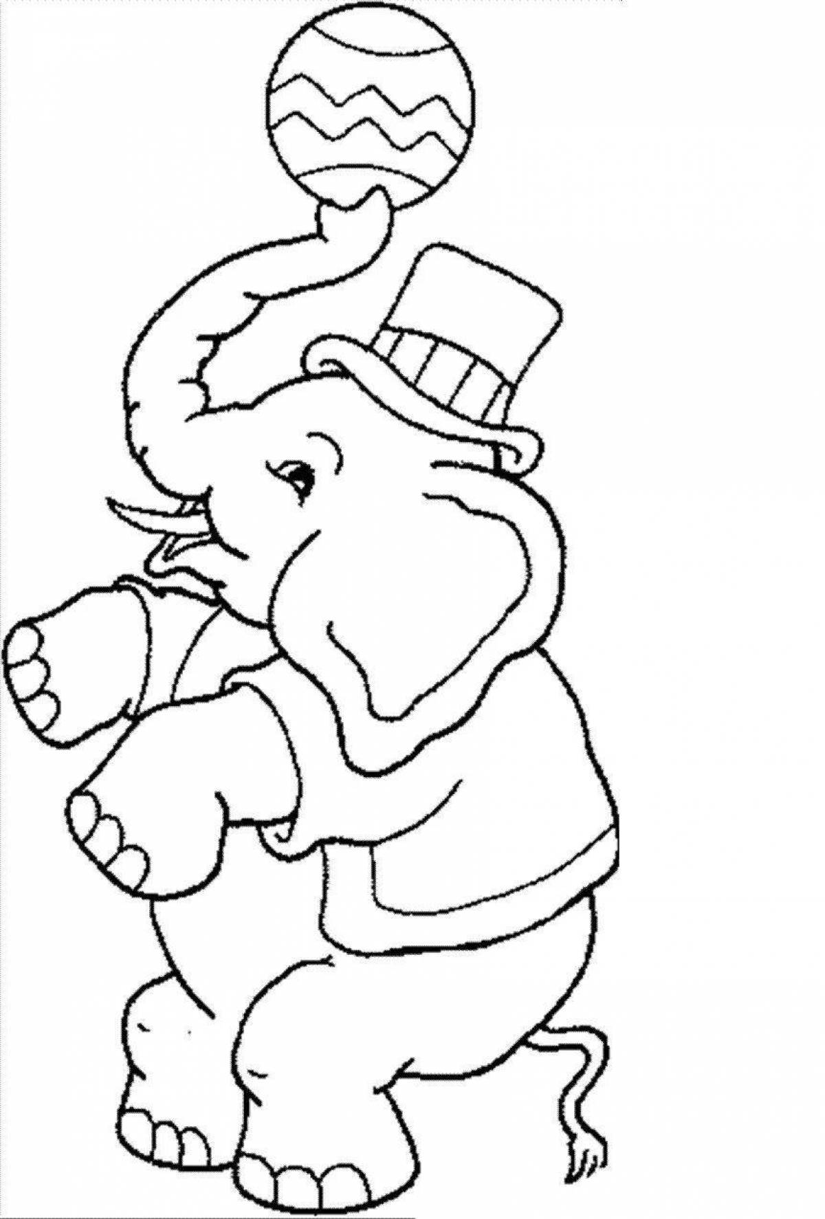 Animated circus elephant coloring page