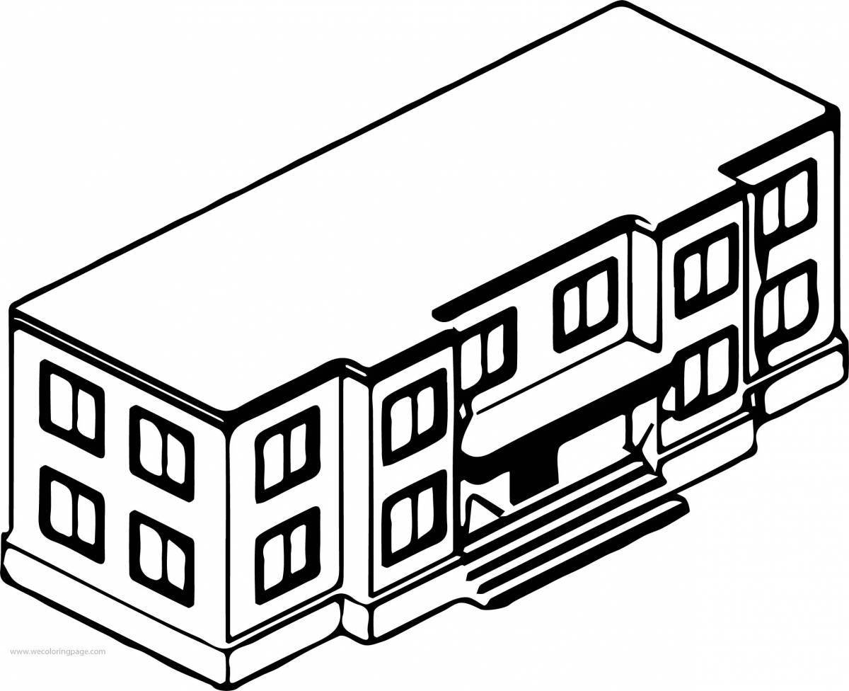 Coloring page of the magnificent building of the kindergarten
