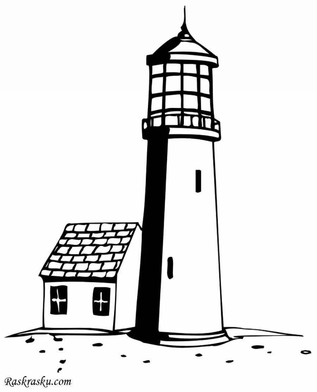 Colorful lighthouse coloring book for kids