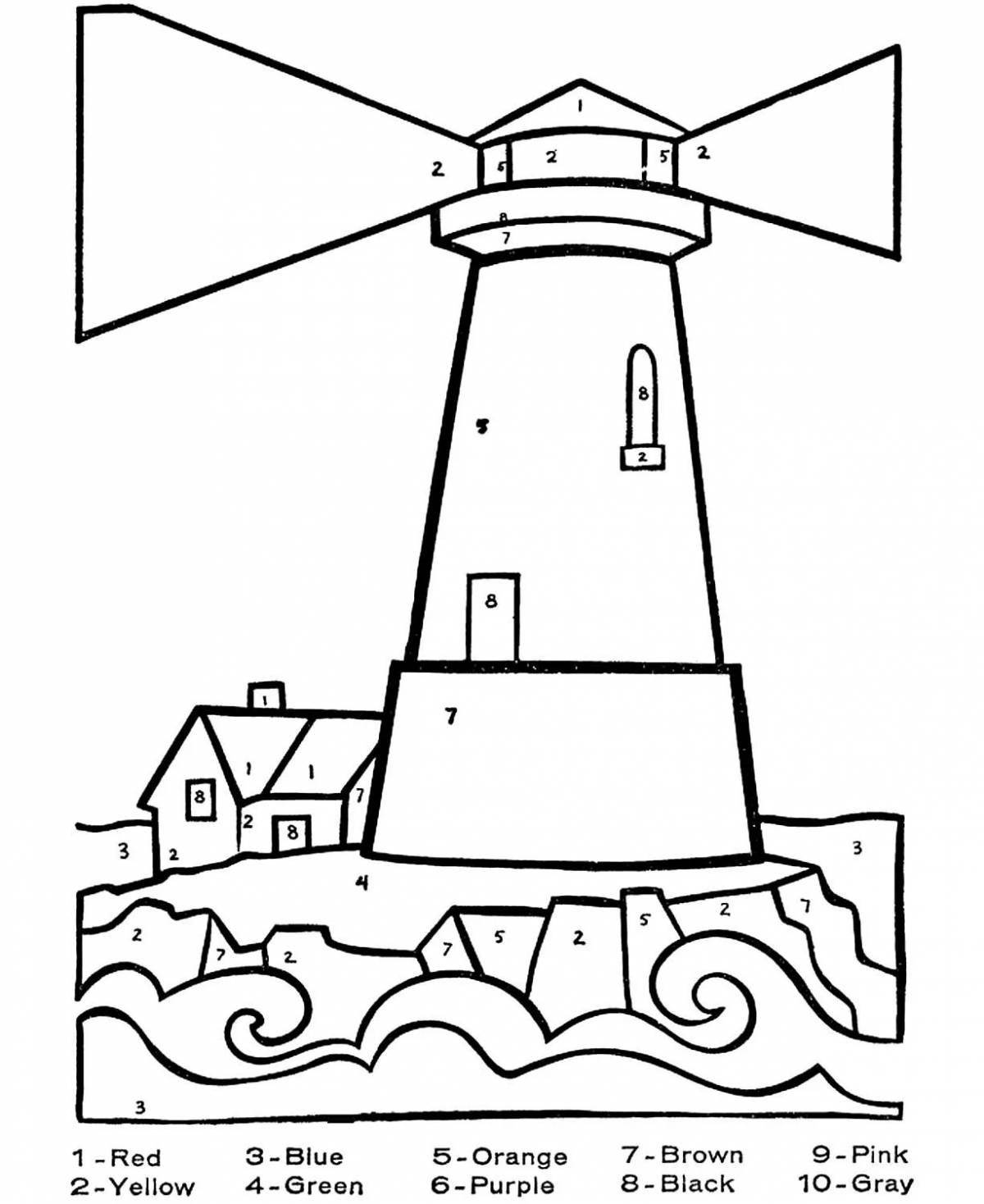 Adorable lighthouse coloring book for kids
