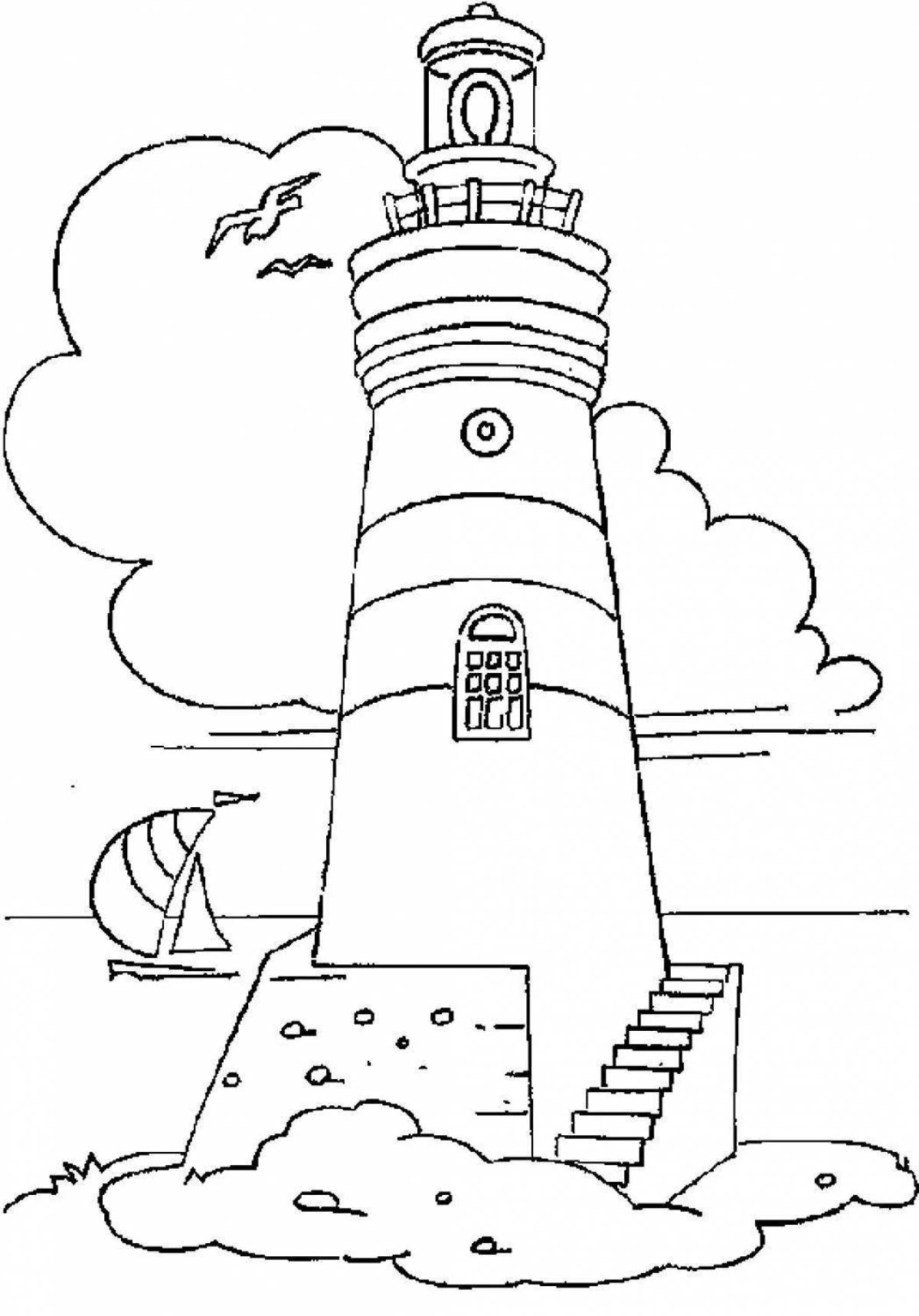 Gorgeous lighthouse coloring book for kids