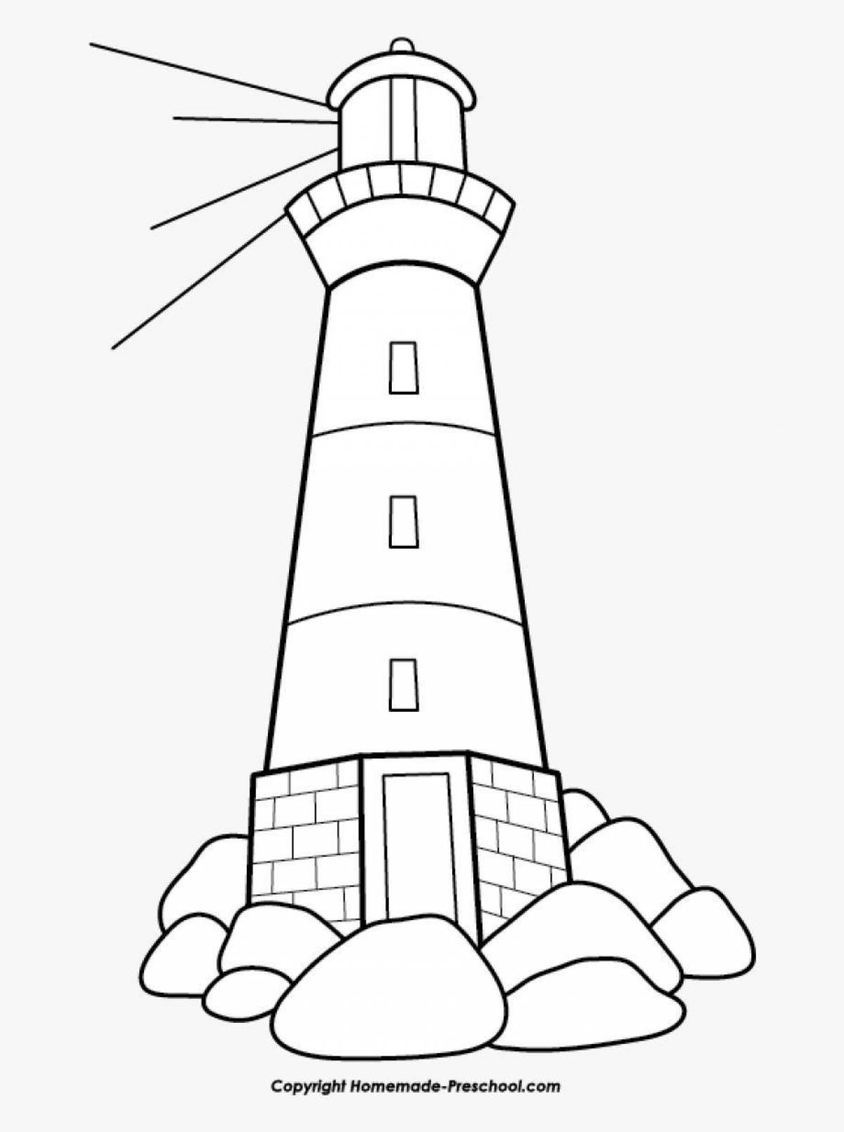 Shining lighthouse coloring book for kids