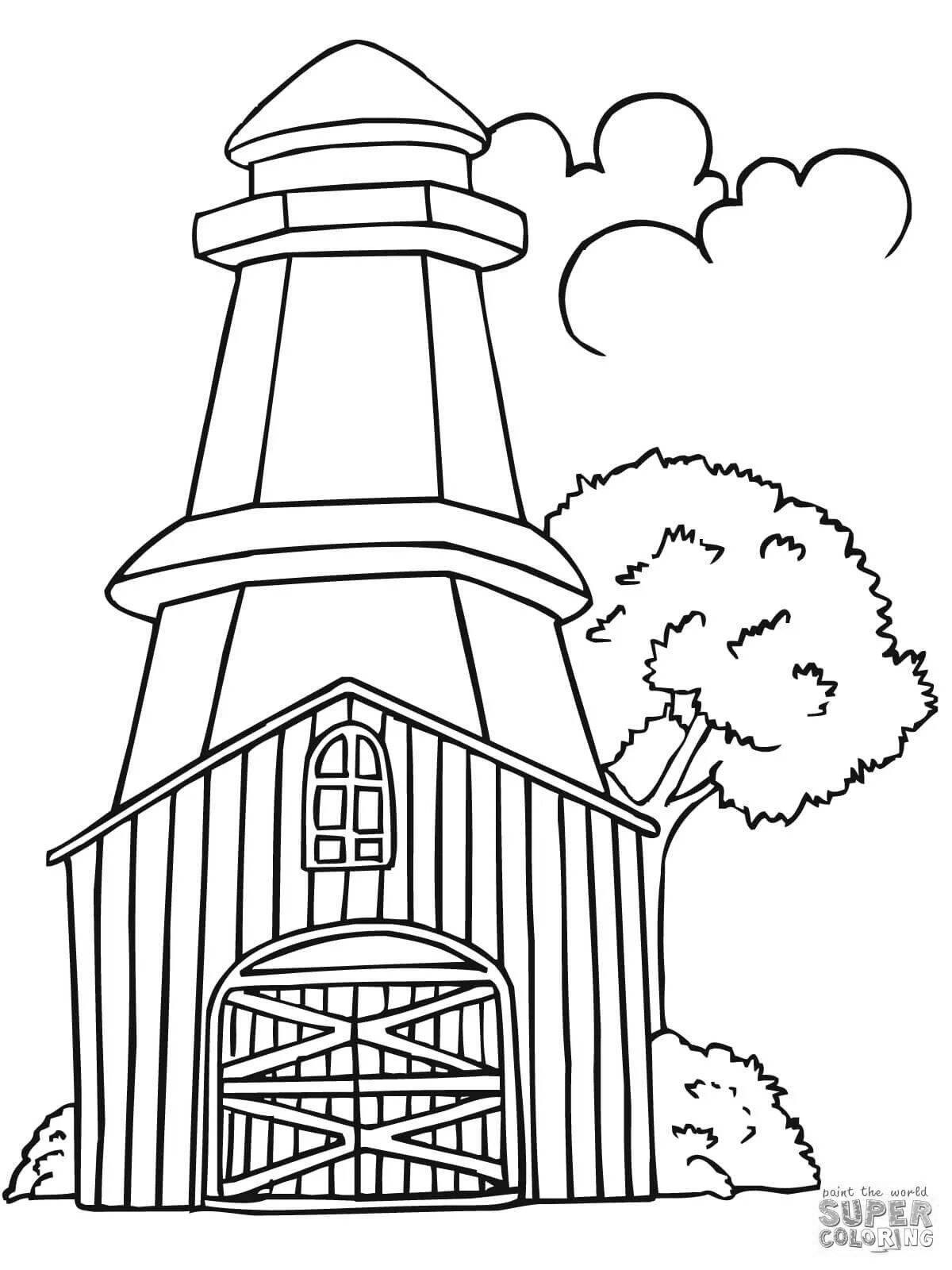 Shiny lighthouse coloring book for kids