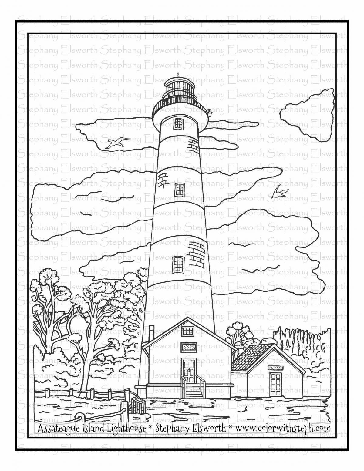 Playful lighthouse coloring book for kids