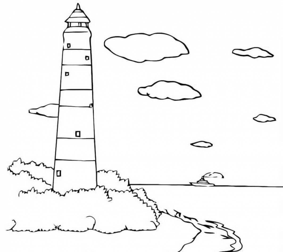 Cute lighthouse coloring book for kids