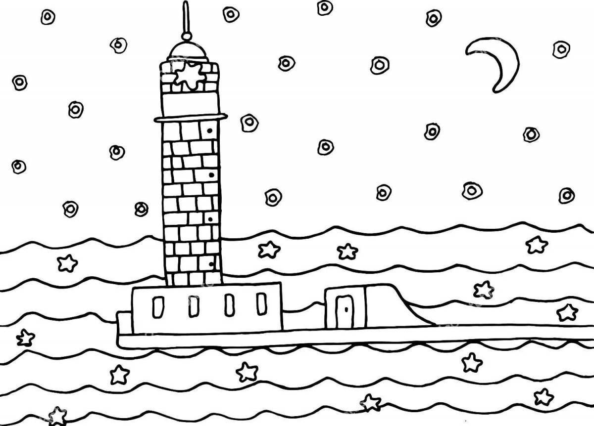 Funny lighthouse coloring book for kids