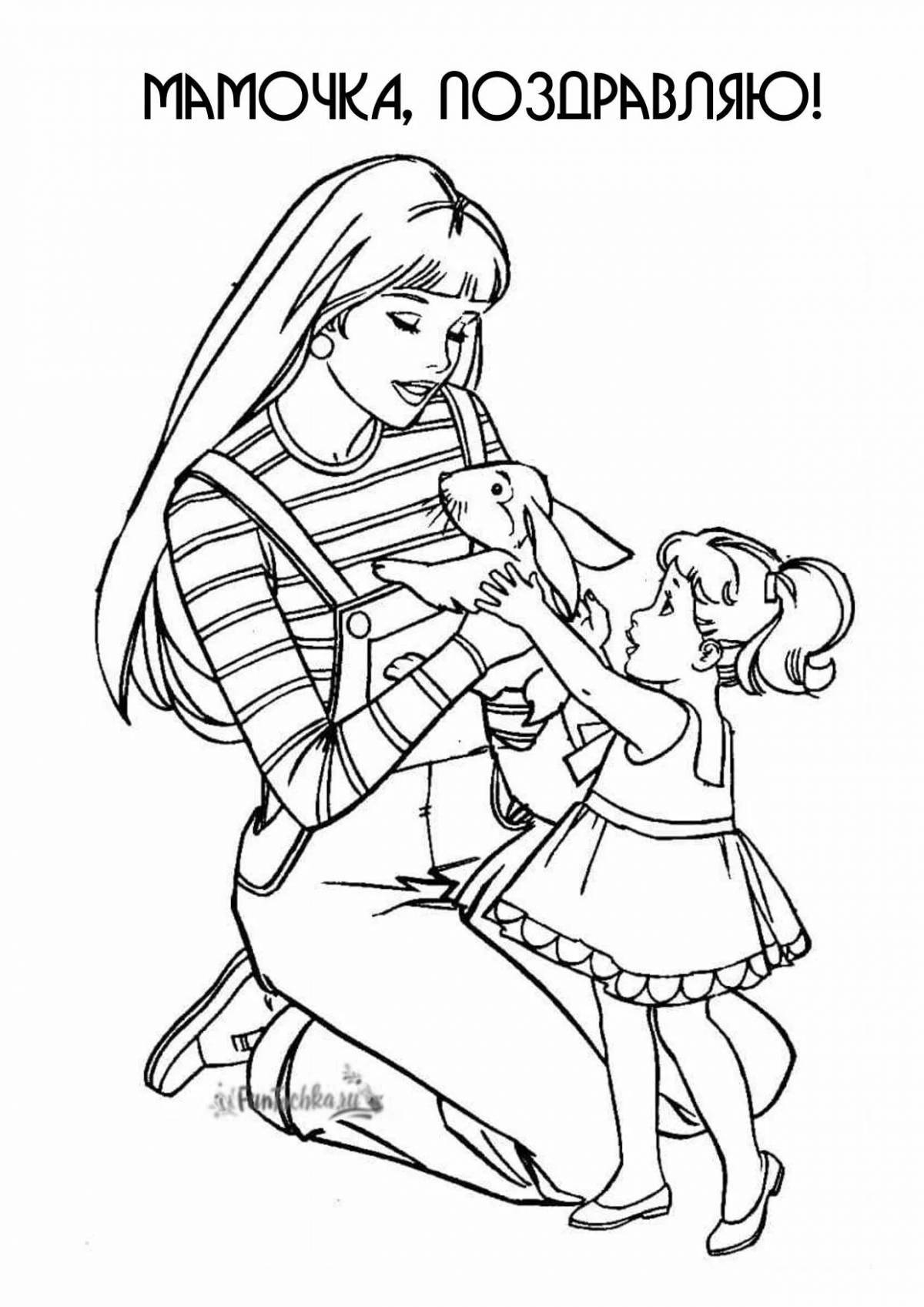 Gorgeous barbie and daughter coloring page