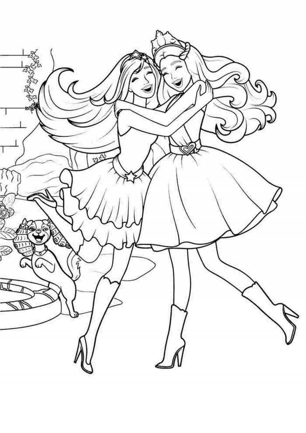 Coloring page wild barbie and daughter