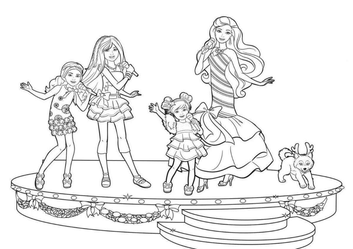 Joyful barbie and daughter coloring book