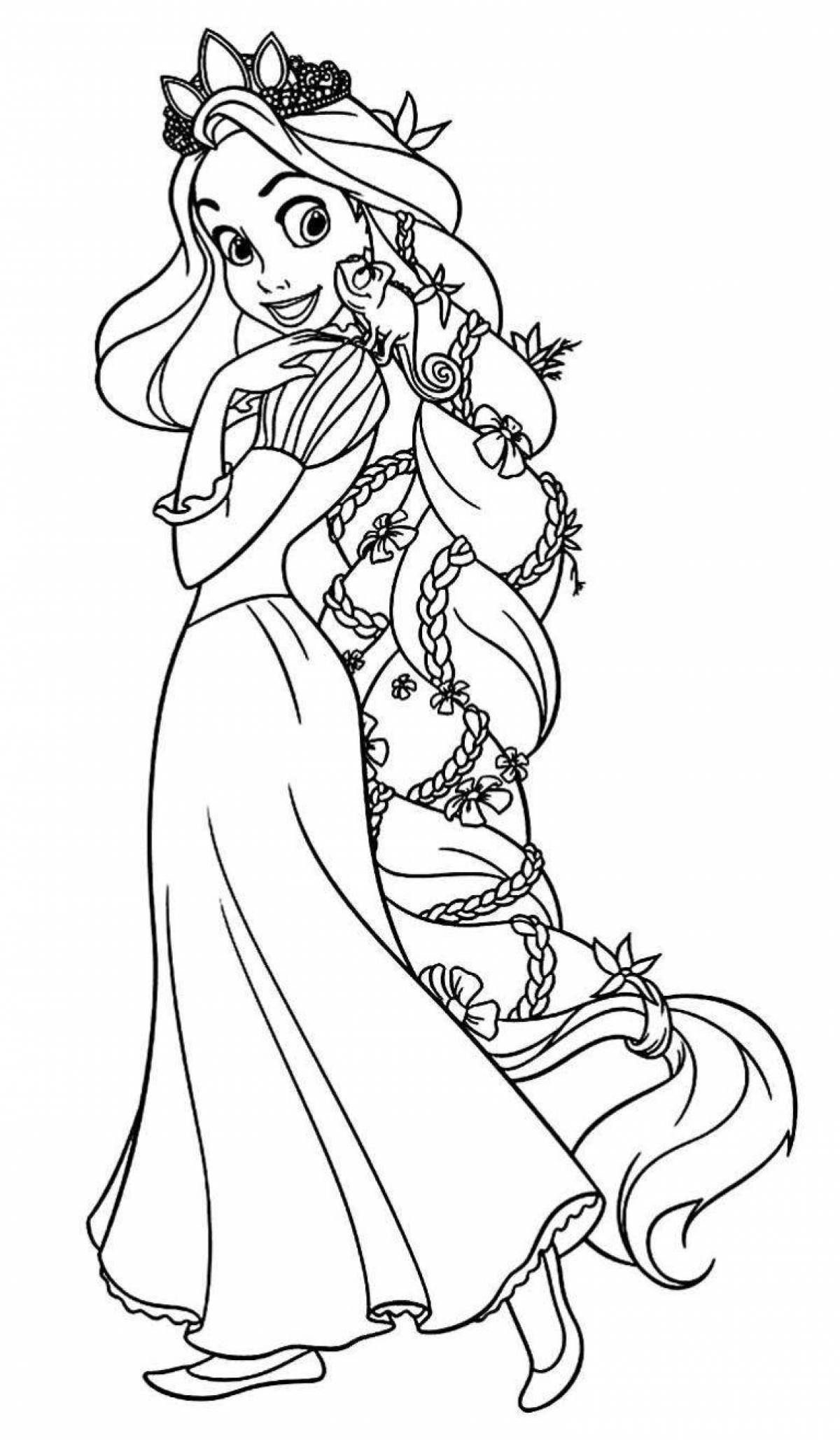 Royal coloring rapunzel with clothes