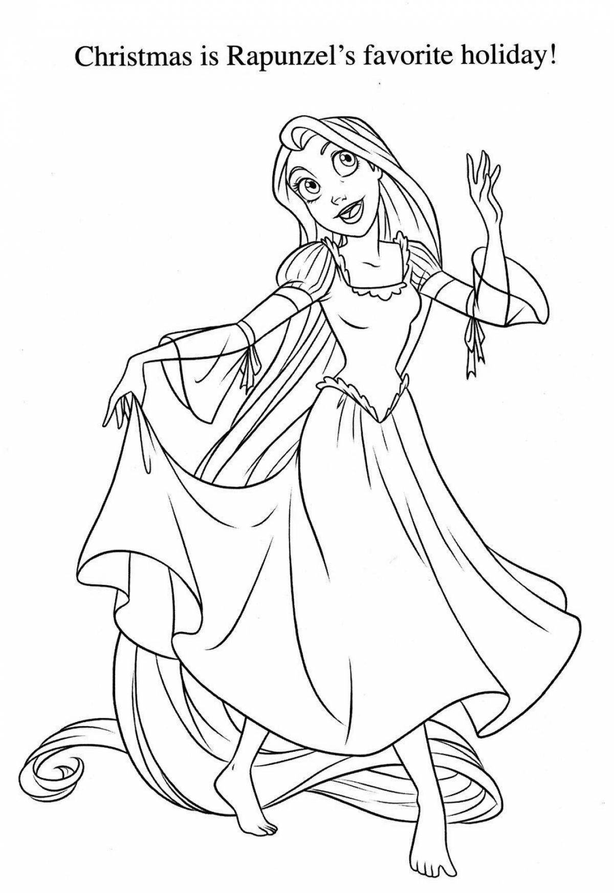 Art coloring of rapunzel with clothes