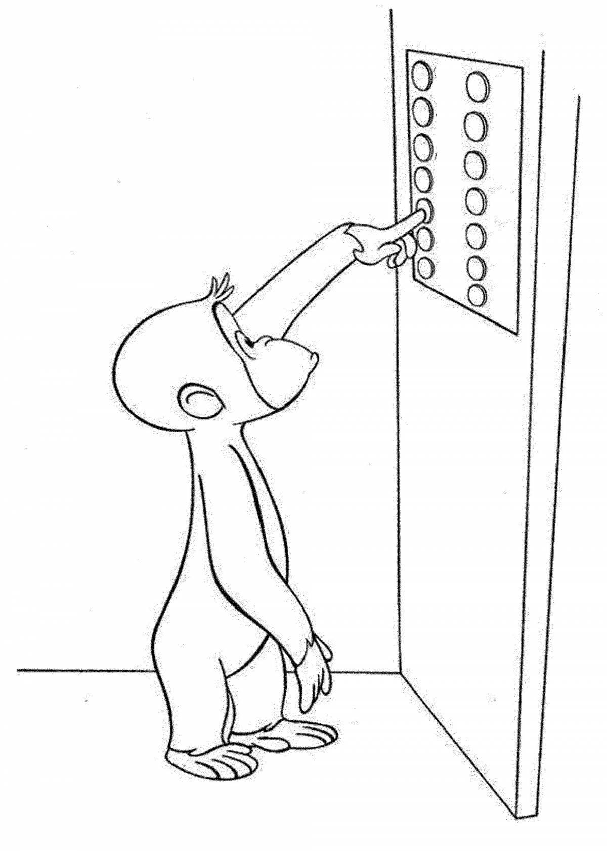 Playful elevator coloring page for kids