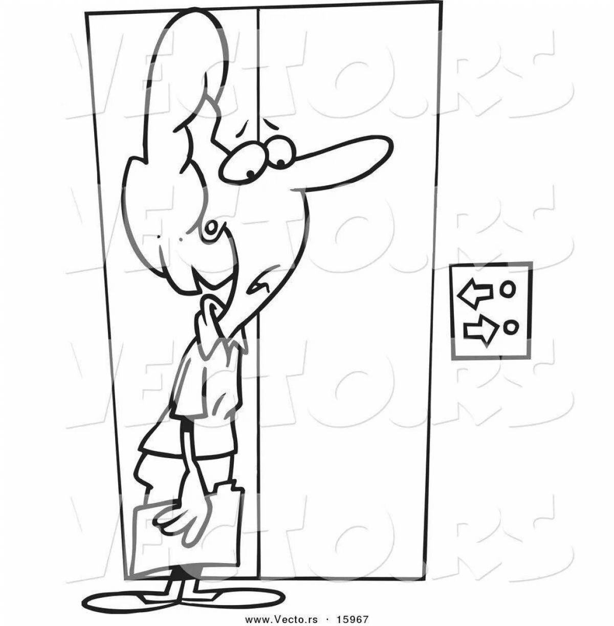 Silly elevator coloring book for kids