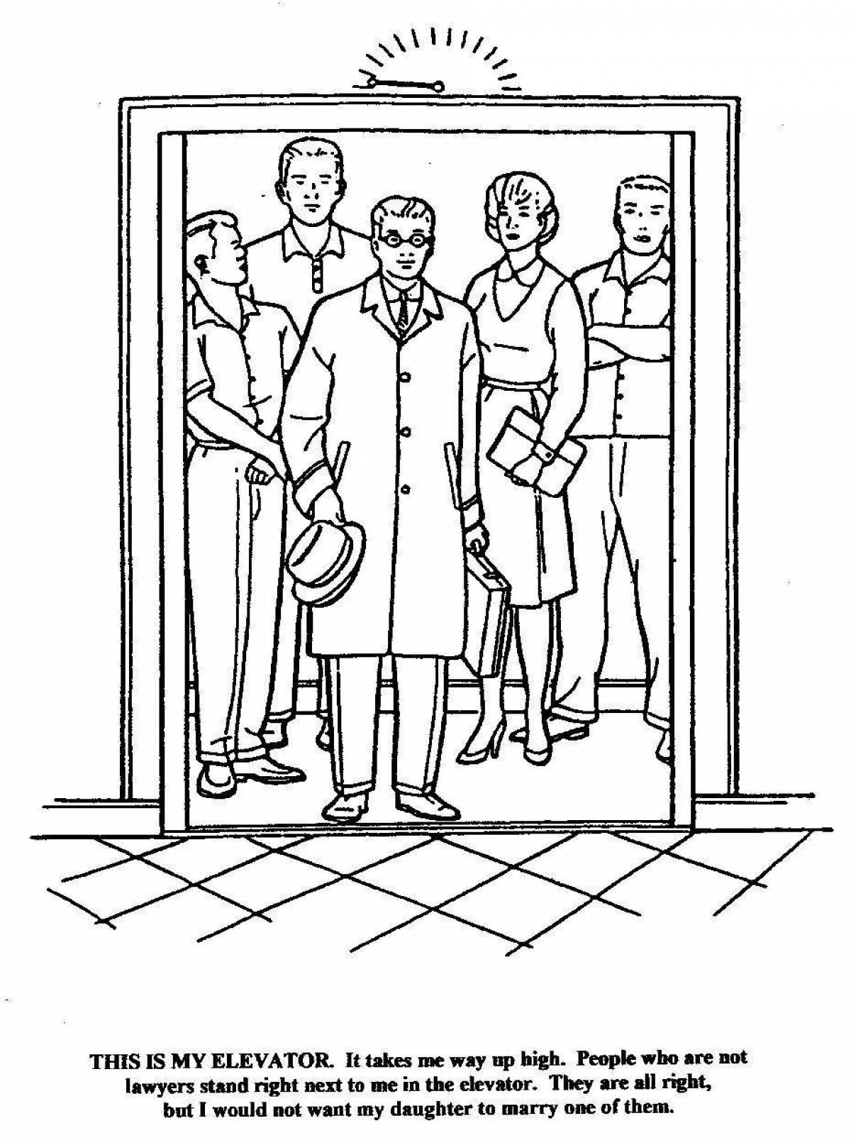 Adorable elevator coloring book for kids