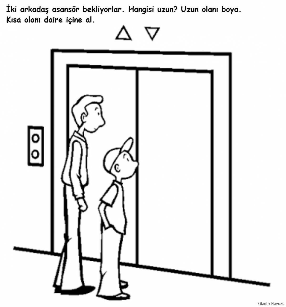 Открытая дверь задача. Лифт раскраска. Лифт раскраска для детей. Раскраска безопасность в лифте для детей. Дверь раскраска для детей.