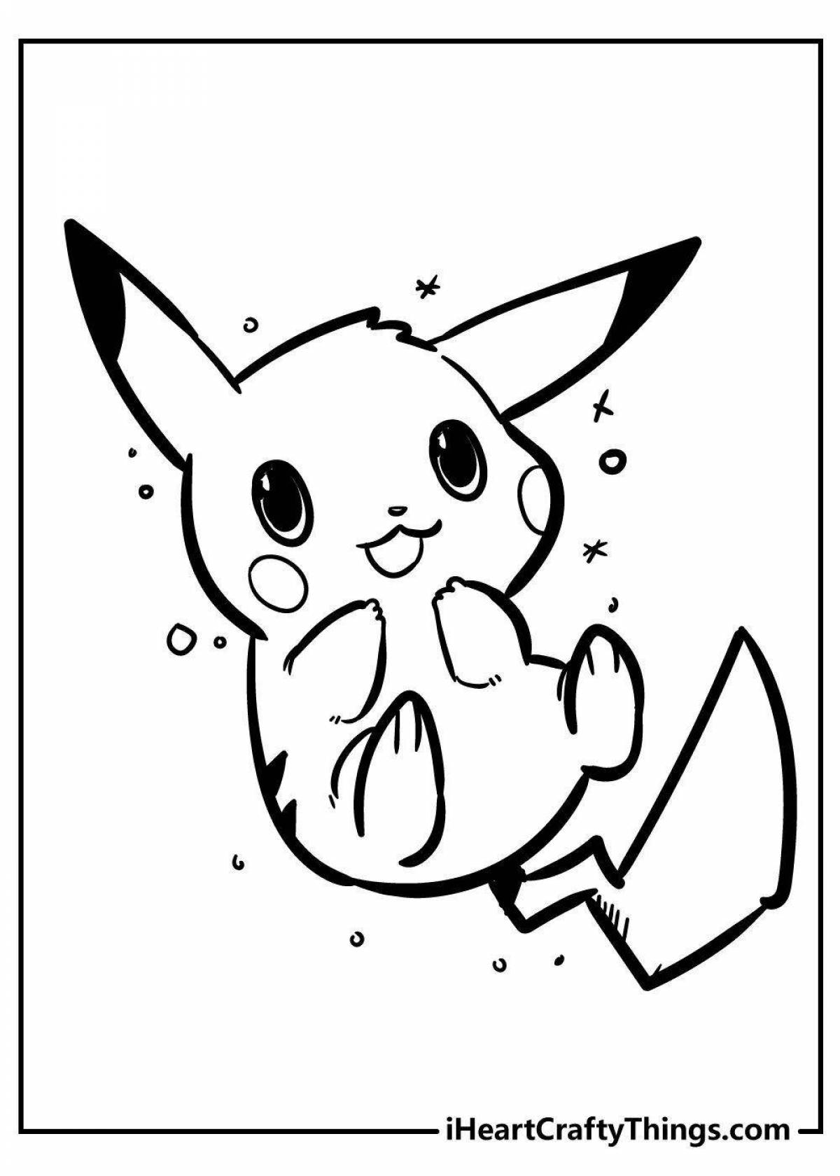 Adorable pikachu with a heart coloring book