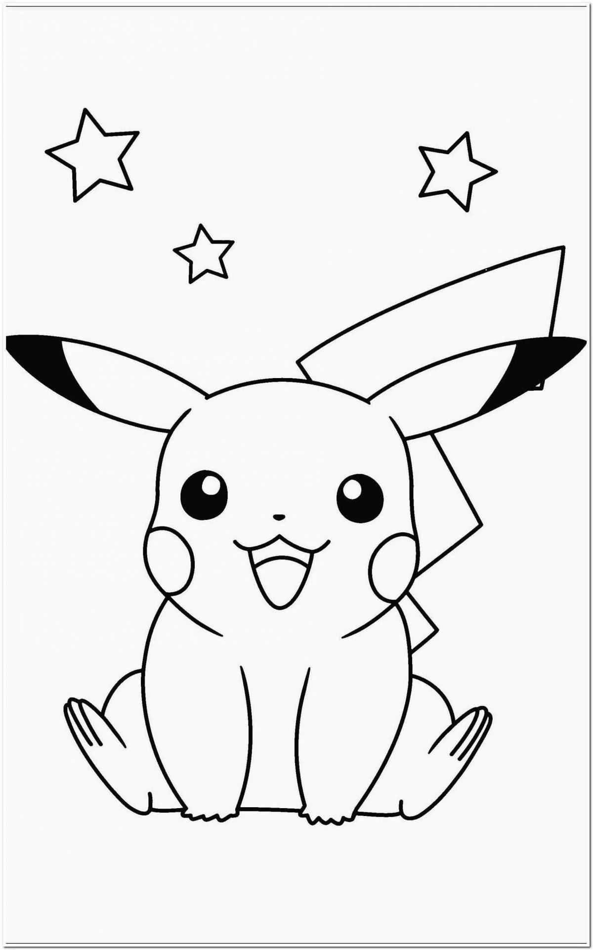 Colouring funny pikachu with a heart