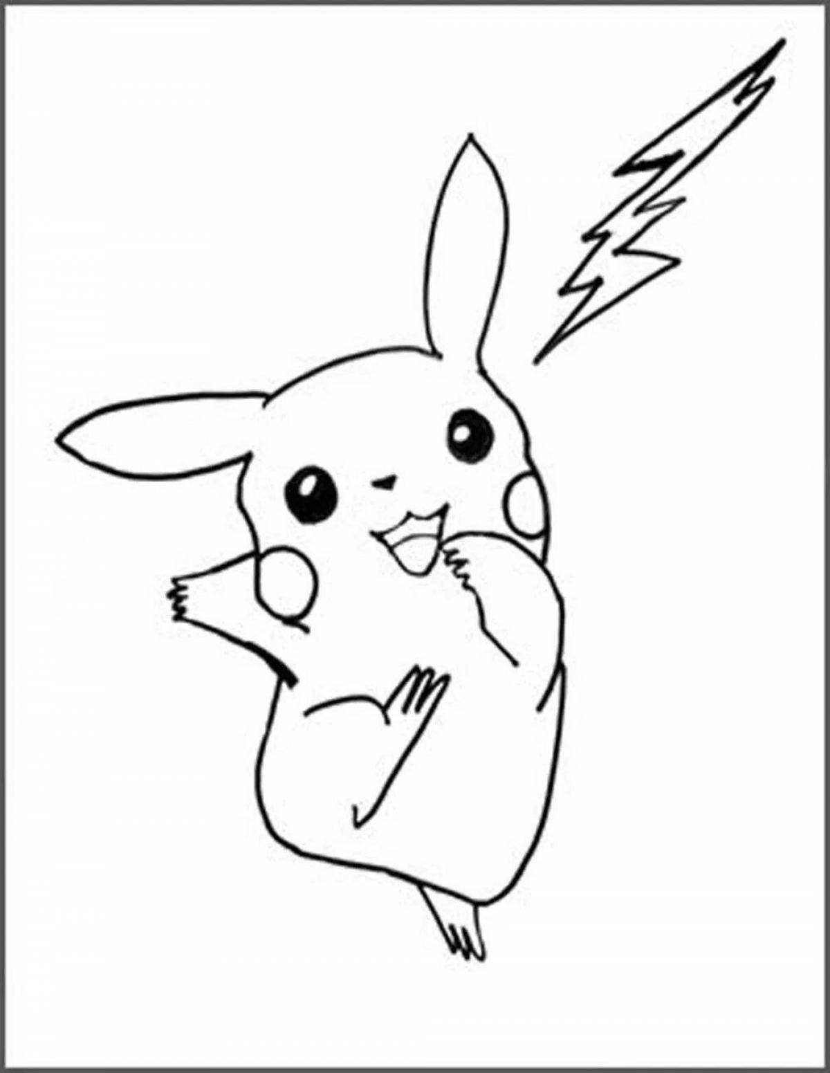 Coloring page playful pikachu with a heart