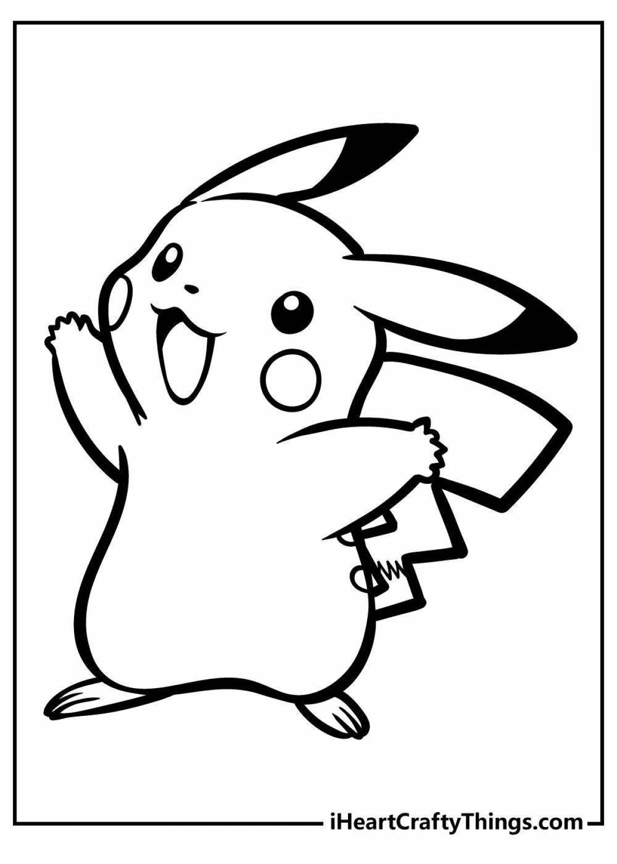 Coloring love pikachu with a heart