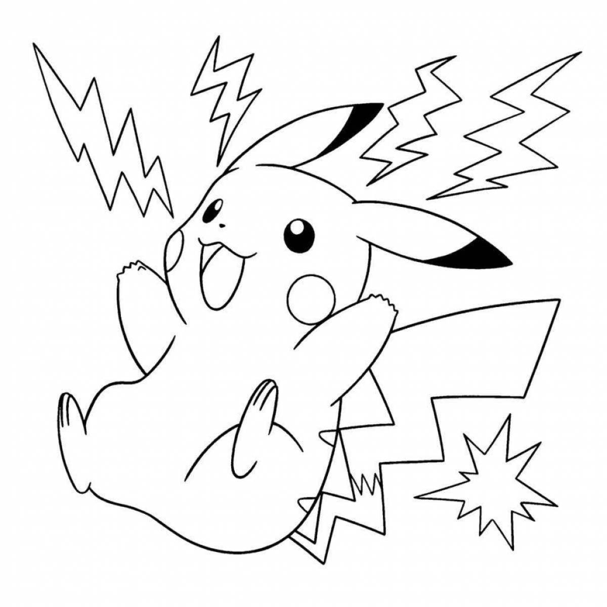 Smiling pikachu with heart coloring page