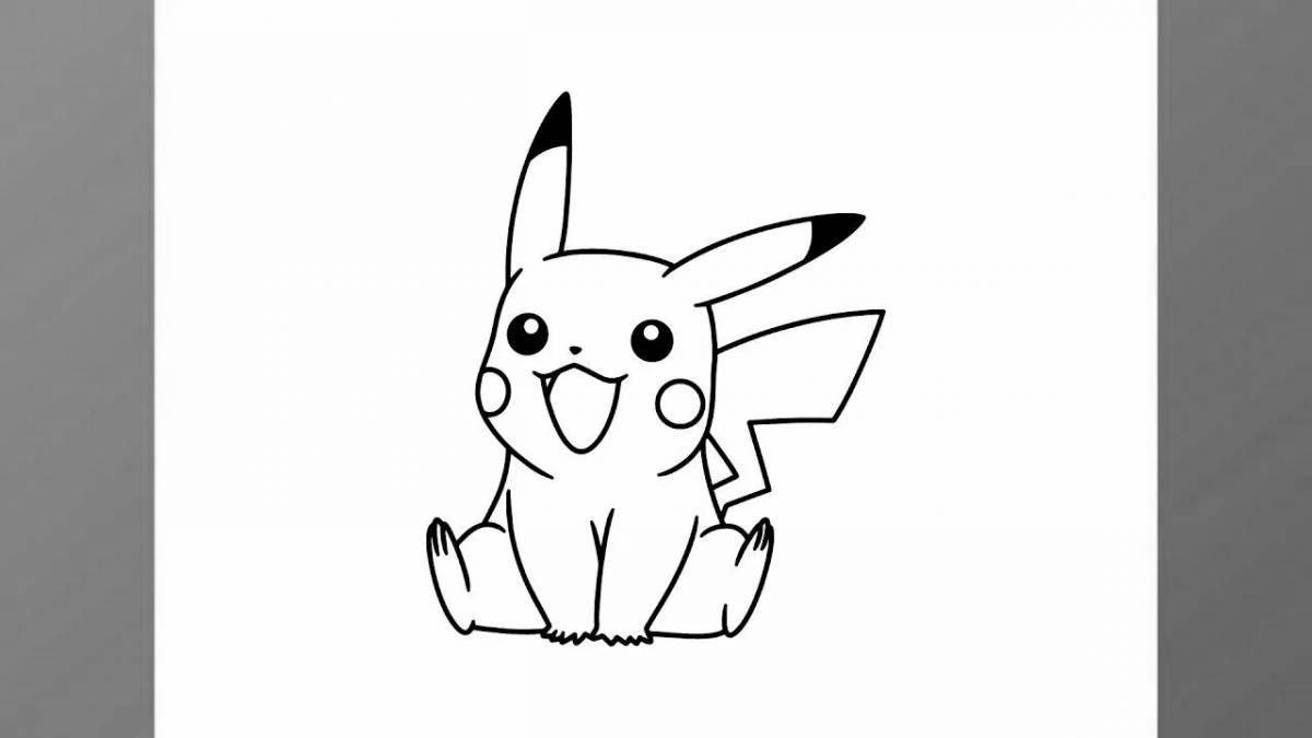 Funny pikachu with a heart coloring book