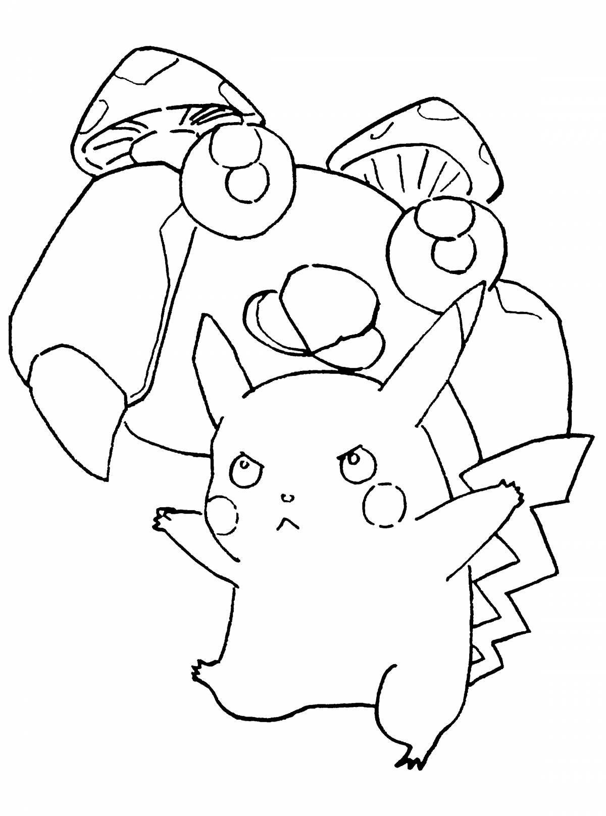 Grinning heart pikachu coloring book