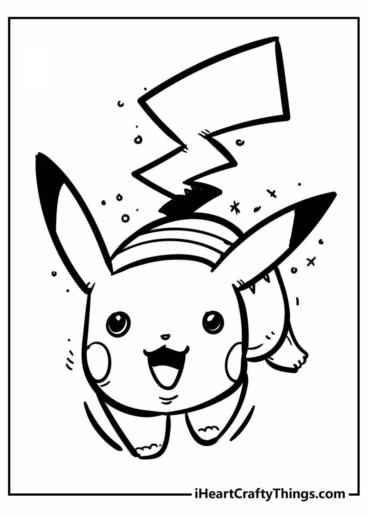 Coloring book shining pikachu with a heart