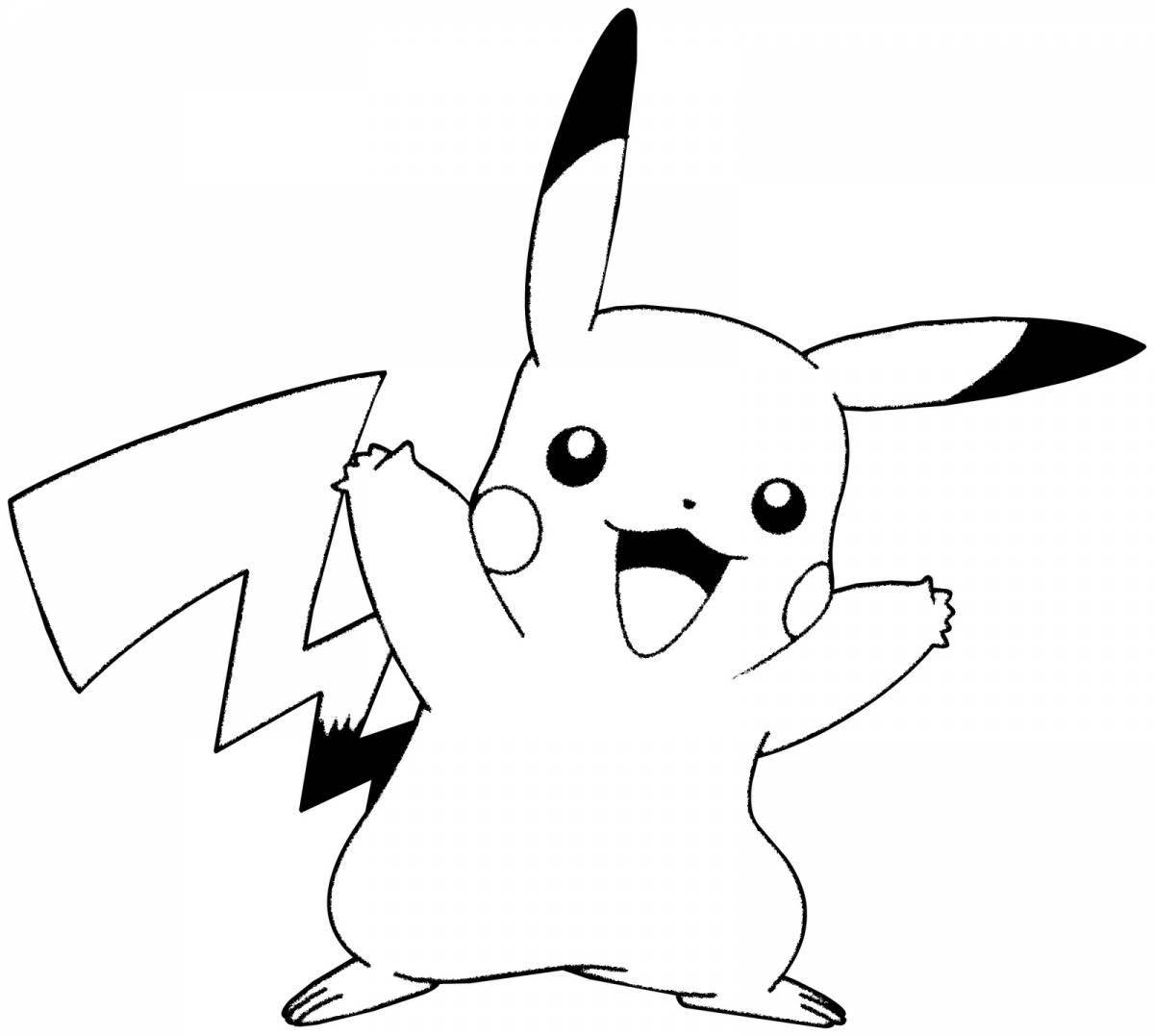 Funny pikachu with a heart coloring book