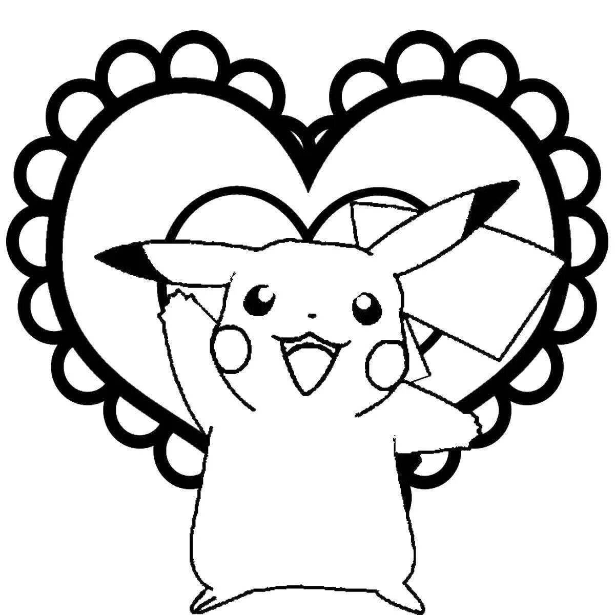 Animated heart pikachu coloring book
