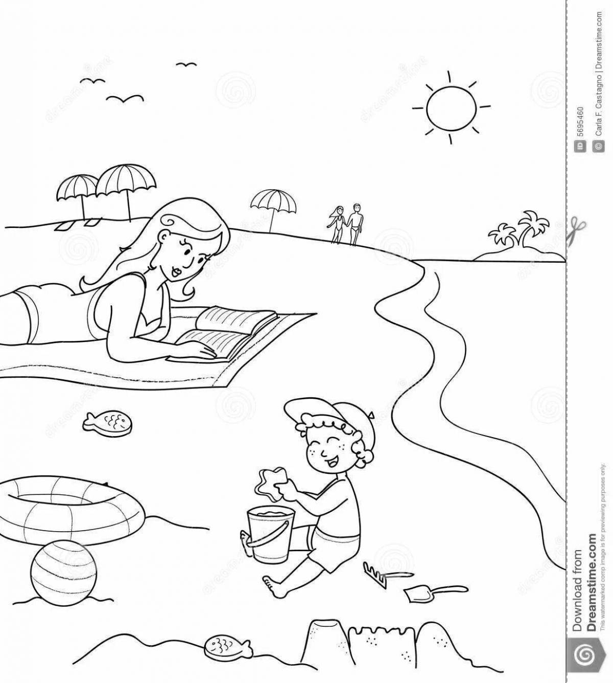 Great family at sea coloring page