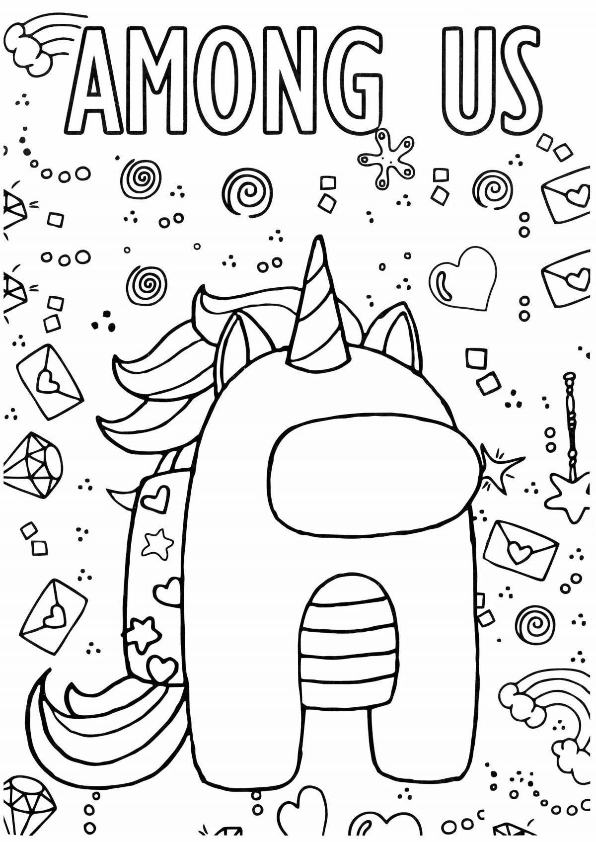Color-lively among us cards coloring page