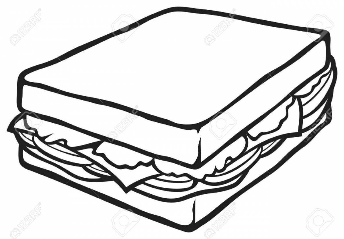 Sandwich with juicy sausage coloring page