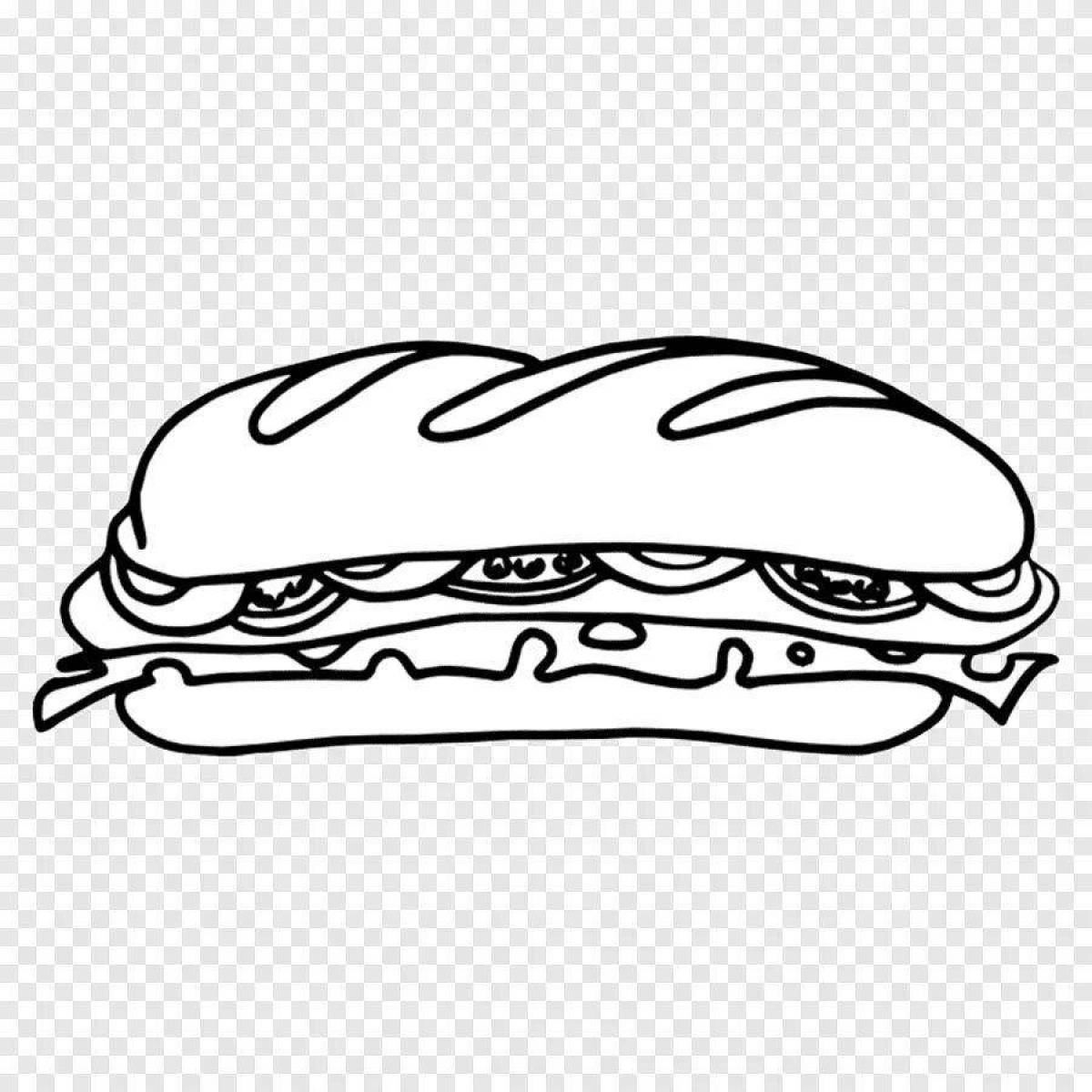 Раскраска сэндвич с пикантной колбасой