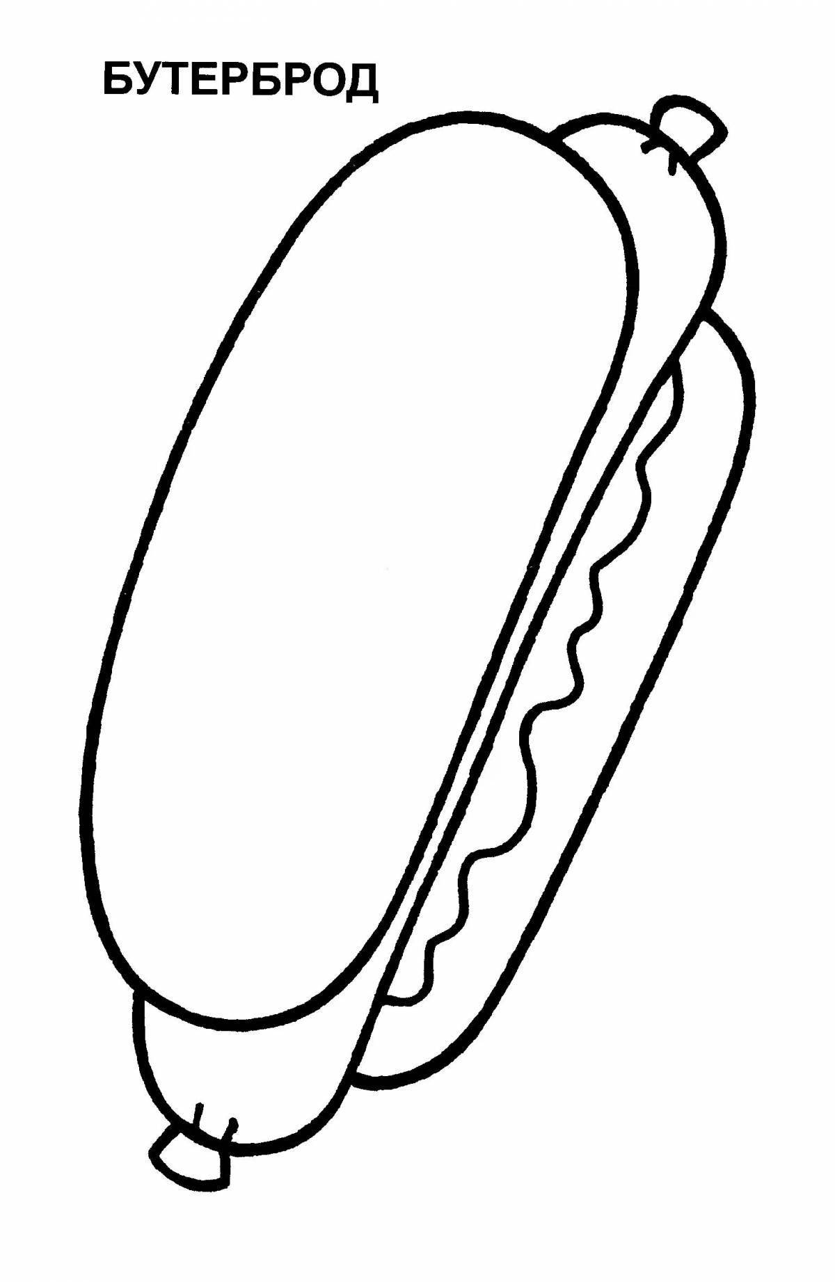 Sandwich coloring page with hearty sausage