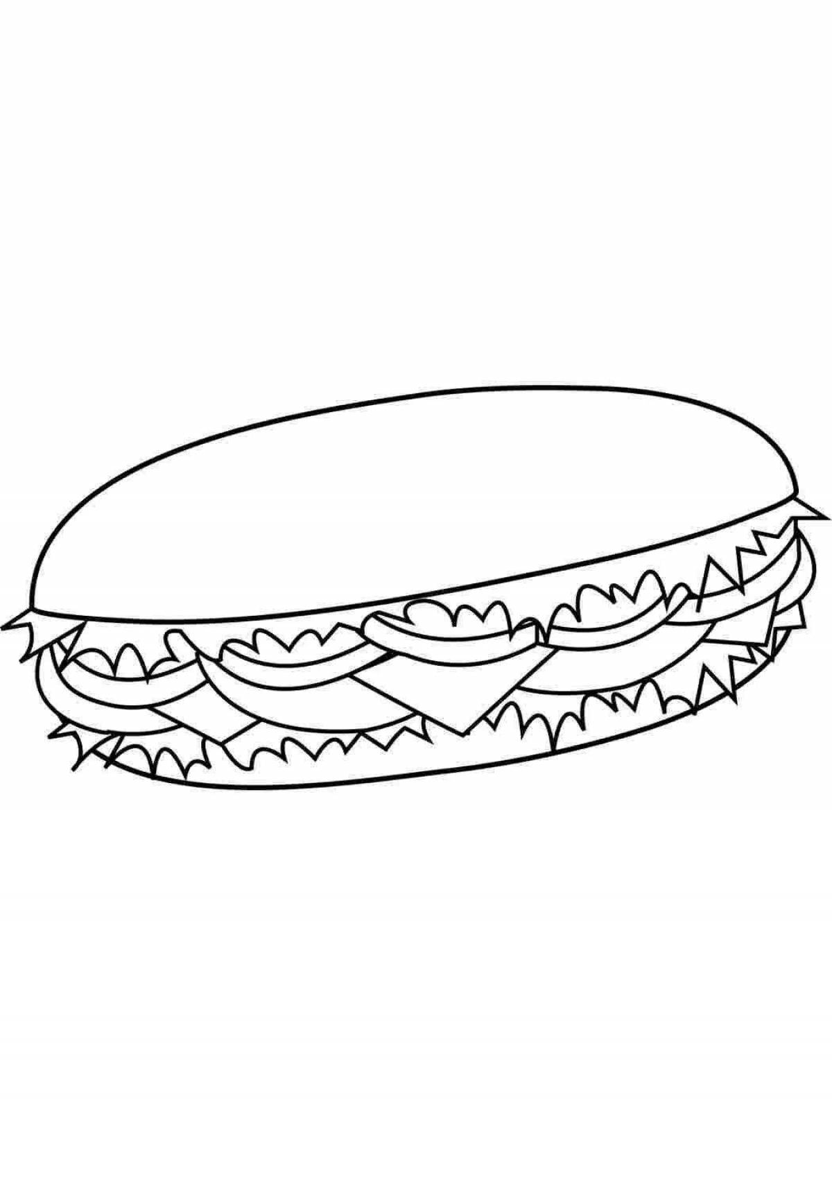 Coloring page fresh sausage sandwich