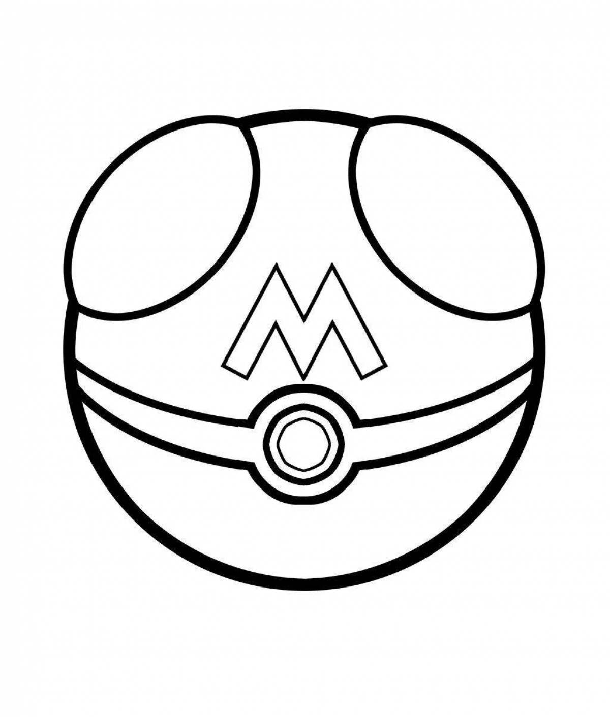 Colorful pikachu and pokeball coloring page
